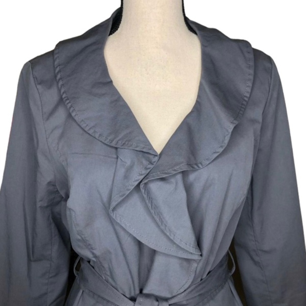 Sandro Charcoal Gray Ruffled Tie‎ Waist Jacket M - Picture 4 of 12